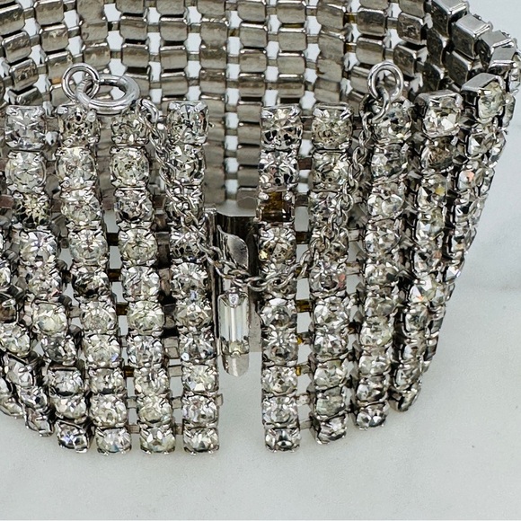 Vintage 1950s Rhinestone Bracelet 1/20 12KT GP Wide Panel Glam Estate Costume - Picture 6 of 13